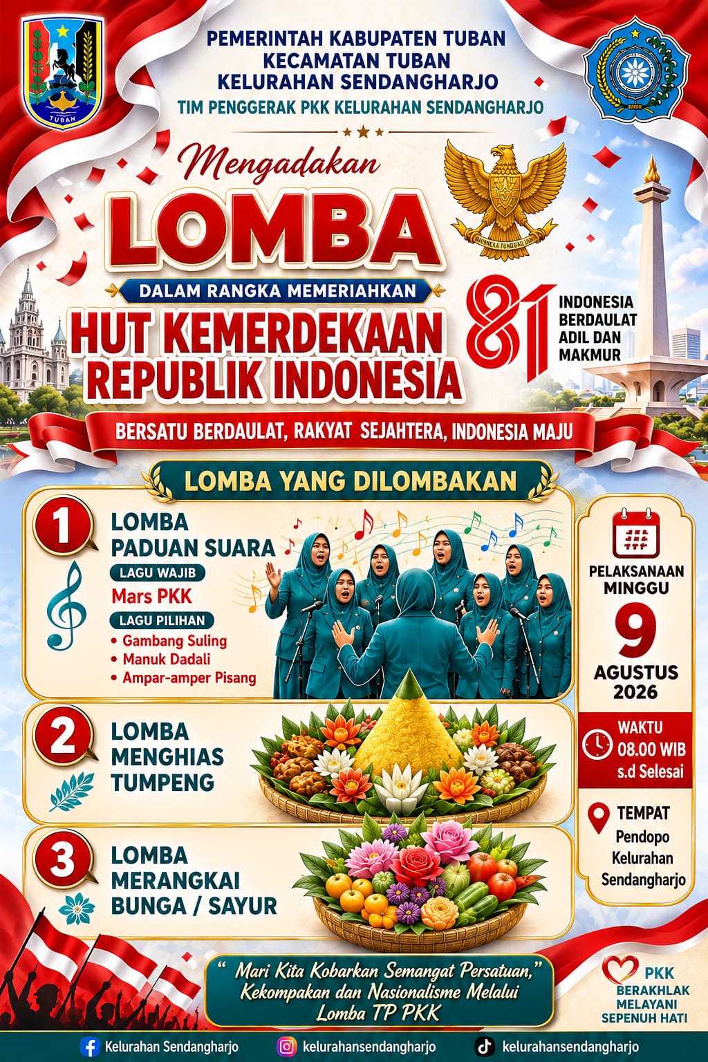Pengumuman Lomba TP PKK Kelurahan Sendangharjo dalam Rangka HUT Kemerdekaan RI ke-81